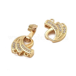 Brass Micro Pave Clear Cubic Zirconia Fold Over Clasps&nbsp;KK-C075-08G