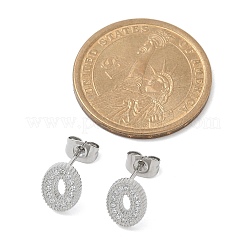 304 Stainless Steel Micro Pave Clear Cubic Zirconia Stud Earrings&nbsp;STAS-Z107-01P-03