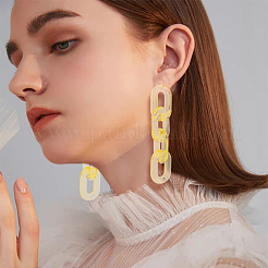 5 Pairs 5 Colors Acrylic Cable Chains Dangle Stud Earrings&nbsp;EJEW-AN0004-06