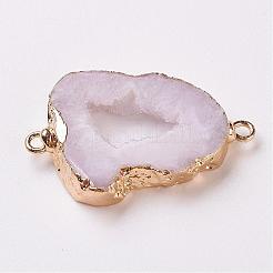 Electroplate Natural Druzy Geode Quartz Crystal Links connectors&nbsp;G-K189-04D