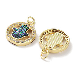 Brass Micro Pave Clear Cubic Zirconia Pendants&nbsp;KK-L213-039G-01