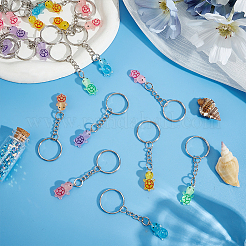 42Pcs 7 Colors Resin Tortoise Keychains&nbsp;KEYC-GO0001-20