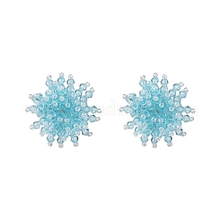 Flower Handmade Glass Seed Beads Stud Earrings&nbsp;EJEW-MZ00680-01