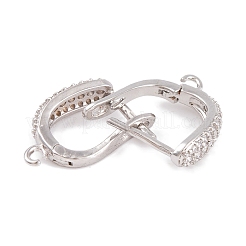 Rack Plating Brass Cubic Zirconia Hoop Earring Findings&nbsp;KK-S374-04P-03