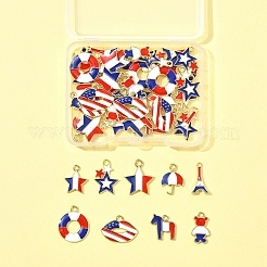 45Pcs 9 Styles Independence Day Alloy Enamel Pandants&nbsp;FIND-FS0004-09