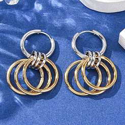 304 Stainless Steel Two Tone Hoop Earrings&nbsp;LS-EJEW-A136-01D-GP