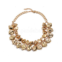 CCB Nuggets Beaded Double Layer Necklaces with Alloy Chains for Women&nbsp;WG24CCD-01