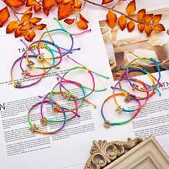 Crystal Rhinestone Initial Braided Bead Bracelet&nbsp;BJEW-SW00037-17