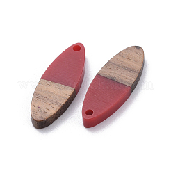 6 Colors Resin & Walnut Wood Pendants&nbsp;RESI-X0001-32