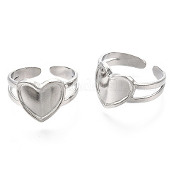 Non-Tarnish 304 Stainless Steel Heart Cuff Rings&nbsp;LS-RJEW-N038-118P
