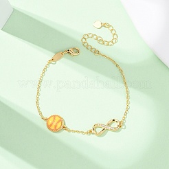 Sports Brass Micro Pave Cubic Zirconia Infinity Link Bracelets&nbsp;BJEW-D386-01D-G