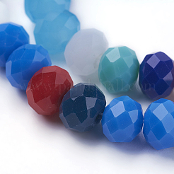 Electroplate Pearl Luster Plated Imitation Jade Glass Faceted Rondelle Beads Strands&nbsp;EGLA-F020-02-8mm