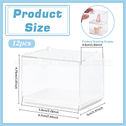 12Pcs Rectangle Transparent Acrylic Minifigures Display Case with White Lid&nbsp;ODIS-FG0002-21