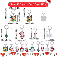 Christmas Theme Alloy Enamel Bell/Santa Claus/Snowflake Pendant Locking Stitch Markers&nbsp;HJEW-SC0001-43