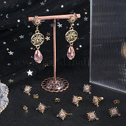 10Pcs Brass with Pink Cubic Zirconia Stud Earring Findings&nbsp;KK-BBC0013-36