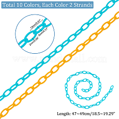 20 Strands 10 Colors Opaque Acrylic Cable Chains&nbsp;SACR-PH0002-11