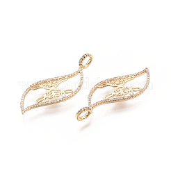 Brass Micro Pave Clear Cubic Zirconia Pendants&nbsp;KK-G436-13G