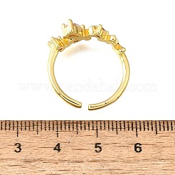 Brass Micro Pave Cubic Zirconia Cuff Rings for Women&nbsp;RJEW-H247-05G