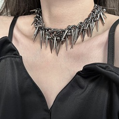 Alloy Spiked Cone Tassel Curb Chain Necklaces&nbsp;FS-WGC02C7-01