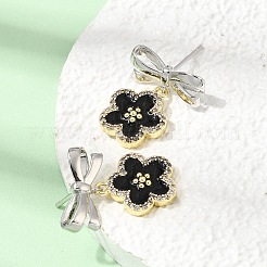 Brass Micro Pave Clear Cubic Zirconia Enamel Stud Dangle Earrings&nbsp;EJEW-G471-12GP