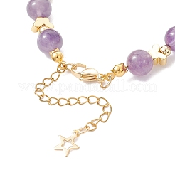 Natural Amethyst & Brass Beaded Bracelets for Women&nbsp;BJEW-JB12942-02
