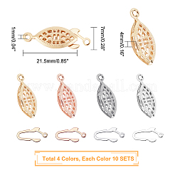 40 Sets 4 Colors 304 Stainless Steel Box Clasps&nbsp;STAS-UN0022-83