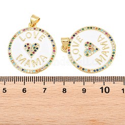 Brass Micro Pave Cubic Zirconia Pendants&nbsp;KK-D232-16G-01