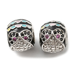 Rack Plating Brass Micro Pave Cubic Zirconia European Beads&nbsp;KK-M247-21P