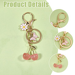 4Pcs 4 Styles Cherry Resin & Alloy Pendant Decorations&nbsp;HJEW-CA0001-73