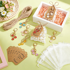 36Pcs 6 Colors Flower Alloy Enamel Keychains&nbsp;KEYC-WA0001-07