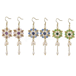 304 Stainless Steel with Glass Beads Dangle Earrings&nbsp;EJEW-MZ00808