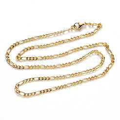 PVD Vacuum Plating 304 Stainless Steel Figaro Chain Necklaces&nbsp;NJEW-S420-003C-G