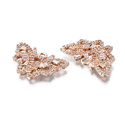 Brass Micro Pave Clear Cubic Zirconia Pendants&nbsp;KK-S359-087-RS
