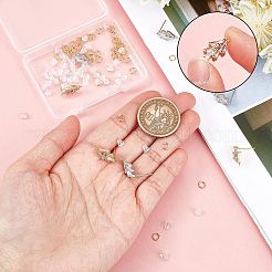 6 Pairs 2 Colors Brass Grass Shape Stud Earring Findings&nbsp;KK-CN0001-91