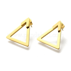 Ion Plating(IP) 304 Stainless Steel Hollow Triangle Stud Earrings&nbsp;EJEW-C118-05A