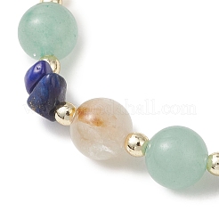 Natural Citrine & Green Aventurine & Lapis Lazuli Beads Stretch Bracelets for Women&nbsp;BJEW-JB13183