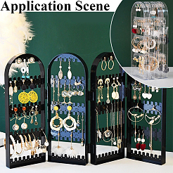 PS Plastic Earring Display Folding Screen Stands with 4 Folding Panels&nbsp;ODIS-WH0043-142A-01