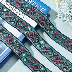 Ethnic Style Rhombus Pattern Polyester Ribbon&nbsp;OCOR-WH0047-50A