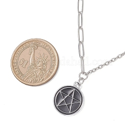 Alloy Enamel Black Pendant 304 Stainless Steel Cable Chain Necklaces for Women&nbsp;NJEW-JN05636