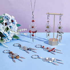 14pcs 7 style Natural & Synthetic Gemstone Keychain&nbsp;KEYC-UN0001-08