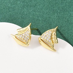 Brass Micro Pave Cubic Zirconia Pendant & Stud Earrings Sets for Women&nbsp;SJEW-F227-01B-G