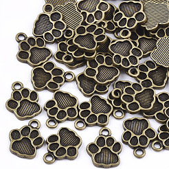 Dog Paw Prints Tibetan Style Alloy Charms Enamel Settings&nbsp;X-TIBEP-R338-30AB-NR