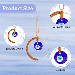 4Pcs 4 Colors Handmade Woven Cotton Thread with Turkish Glass Evil Eye Wall Hanging Ornament&nbsp;HJEW-FH0001-63