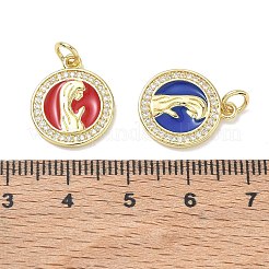 Brass Micro Pave Clear Cubic Zirconia with Enamel Pendants&nbsp;KK-CBAD872-23G