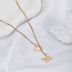 1Pc Letter & Heart Stainless Steel Lariat Necklaces for Women&nbsp;NJEW-LP0002-87G-M