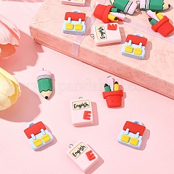 16Pcs 4 Styles Stationery Theme Resin Pendants&nbsp;RESI-FS0001-89