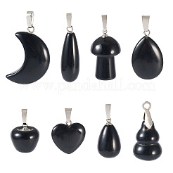 8Pcs 8 Styles Natural Obsidian Pendants&nbsp;G-TA0002-29