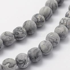 Natural Map Stone/Picasso Stone/Picasso Jasper Beads Strands&nbsp;G-F518-16-8mm