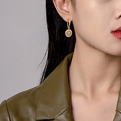 Cubic Zirconia Flat Round with Evil Eye Dangle Earrings&nbsp;EJEW-SW00011-03