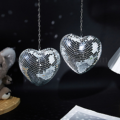Heart Glass Mirror Ball Reflective Ball&nbsp;AJEW-WH0036-123A